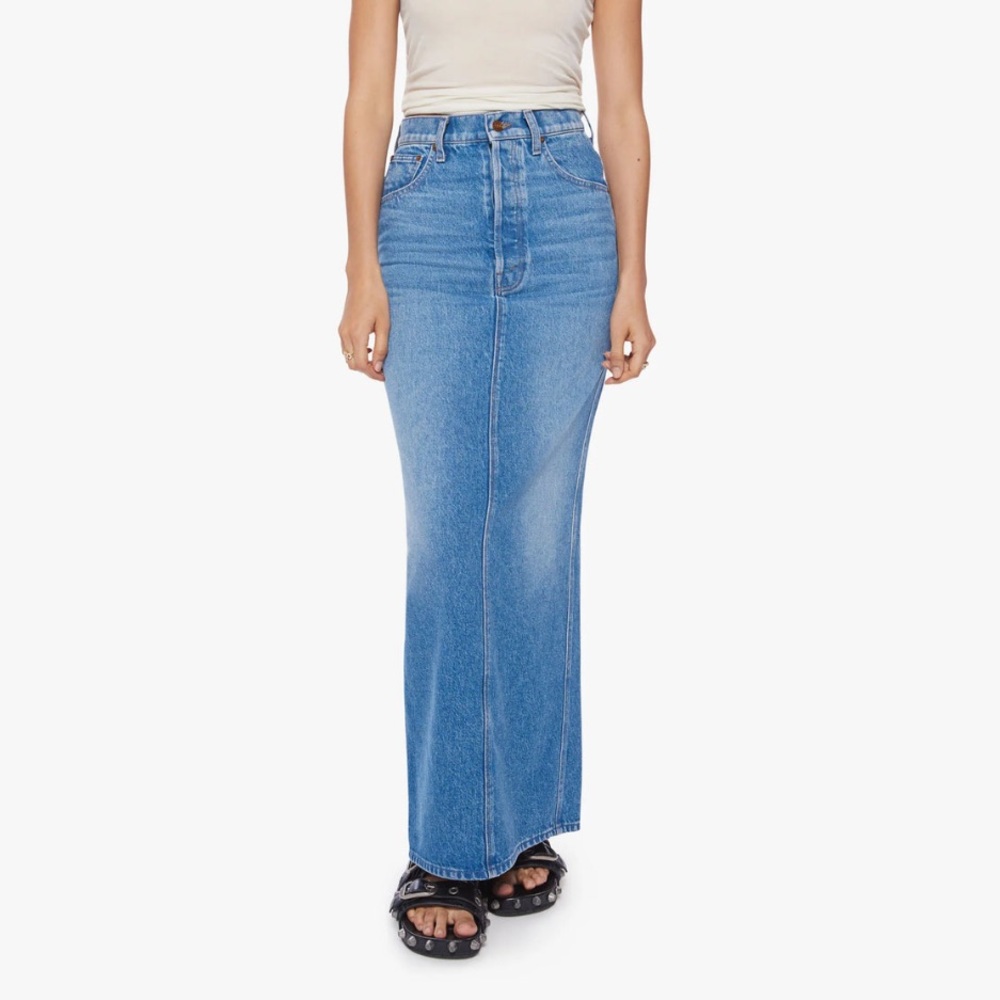 Mother Denim Snacks The Candy Stick Denim Jean Skirt Maxi Slit 27 - Picture 2 of 13